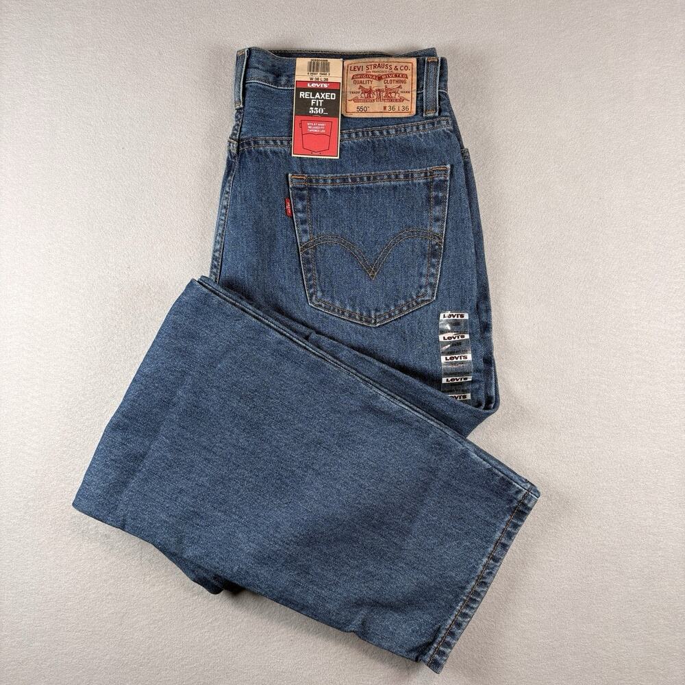 Levi Strauss 550 Relaxed Fit Tapered Dark Wash Blue Jeans Men's 36x36 NWT